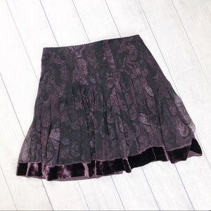 Elie Tahari 100% Silk Paisley Print Velvet‎ Skirt 4